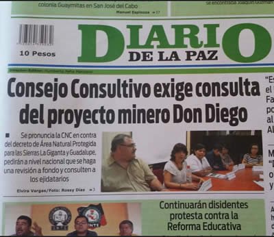 Consejo Consultivo exige Consulta del Proyecto Minero Don Diego (jul-2015)