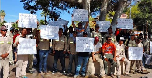 Se manifestaron mineros de Rofomex en apoyo a mineros de El Boleo