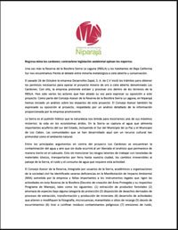 Comunicado de Prensa Niparajá sobre Los Cardones (Dic 2013)